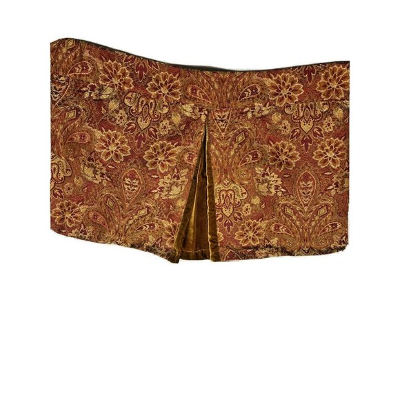 Vintage 1990s Springs Luxury Red Gold Valances Curtains Velvet Pleats Jacobean - Picture 3 of 6